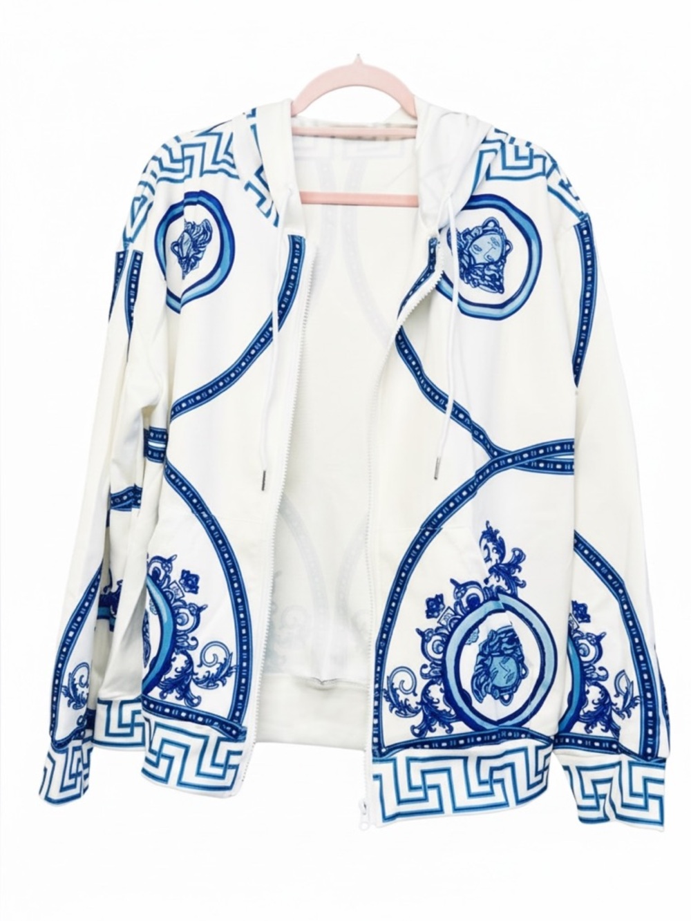 HOODIE JACKET: White w/Blue Detailing, NWOT - Picture 7 of 12
